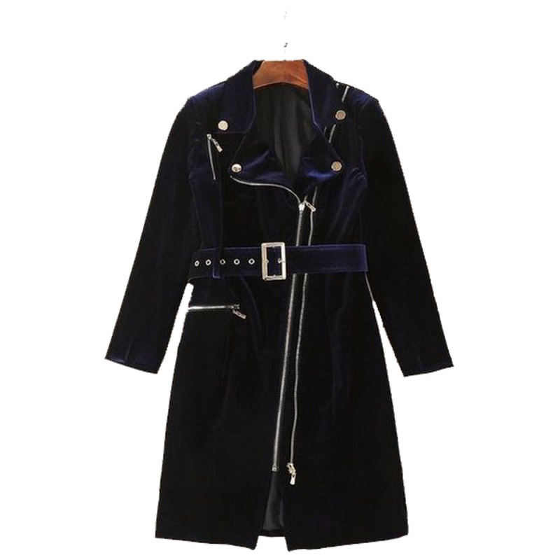 Women Velvet Fashion Coat Charming Zipper Slim Dress Coat Women Sexy Mini Coat